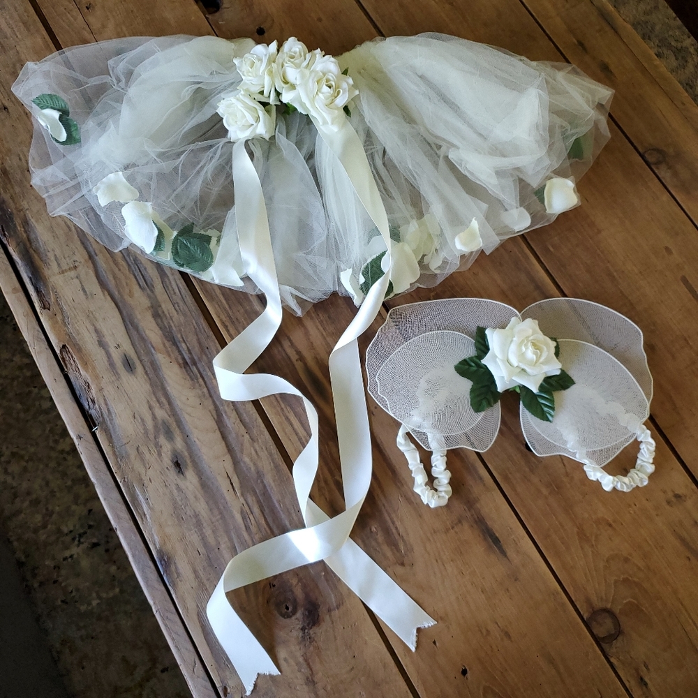 Pamela Tutu and Fairy wings cream Floral set Childs Halloween